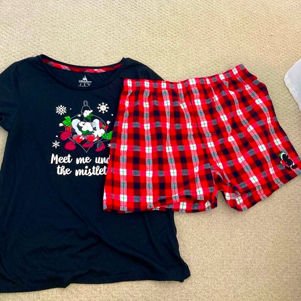 Pajama Set Shorts T-Shirt Disney Christmas Holiday